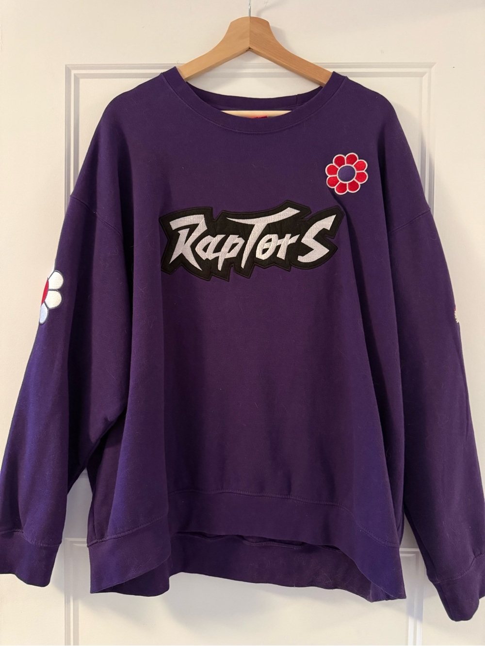 Mitchell & Ness Purple Raptors Crewneck with Floral Patches